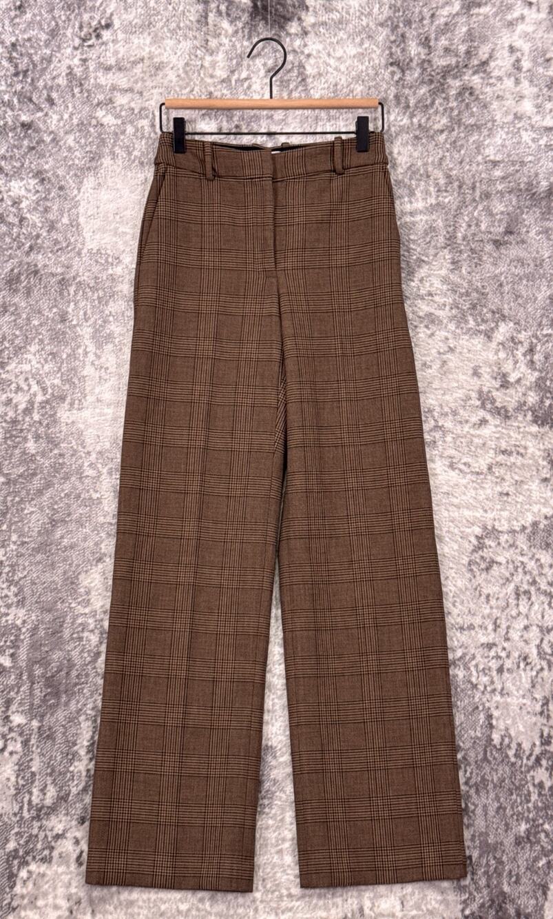 Aritzia Agency Pants 0 Womens Babaton High Rise Wide Leg Trouser Plaid